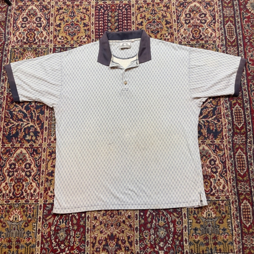 Sierra‎ Pacific Mens XL Geometric Print Short Sleeve Polo Shirt Gray Blue Golf